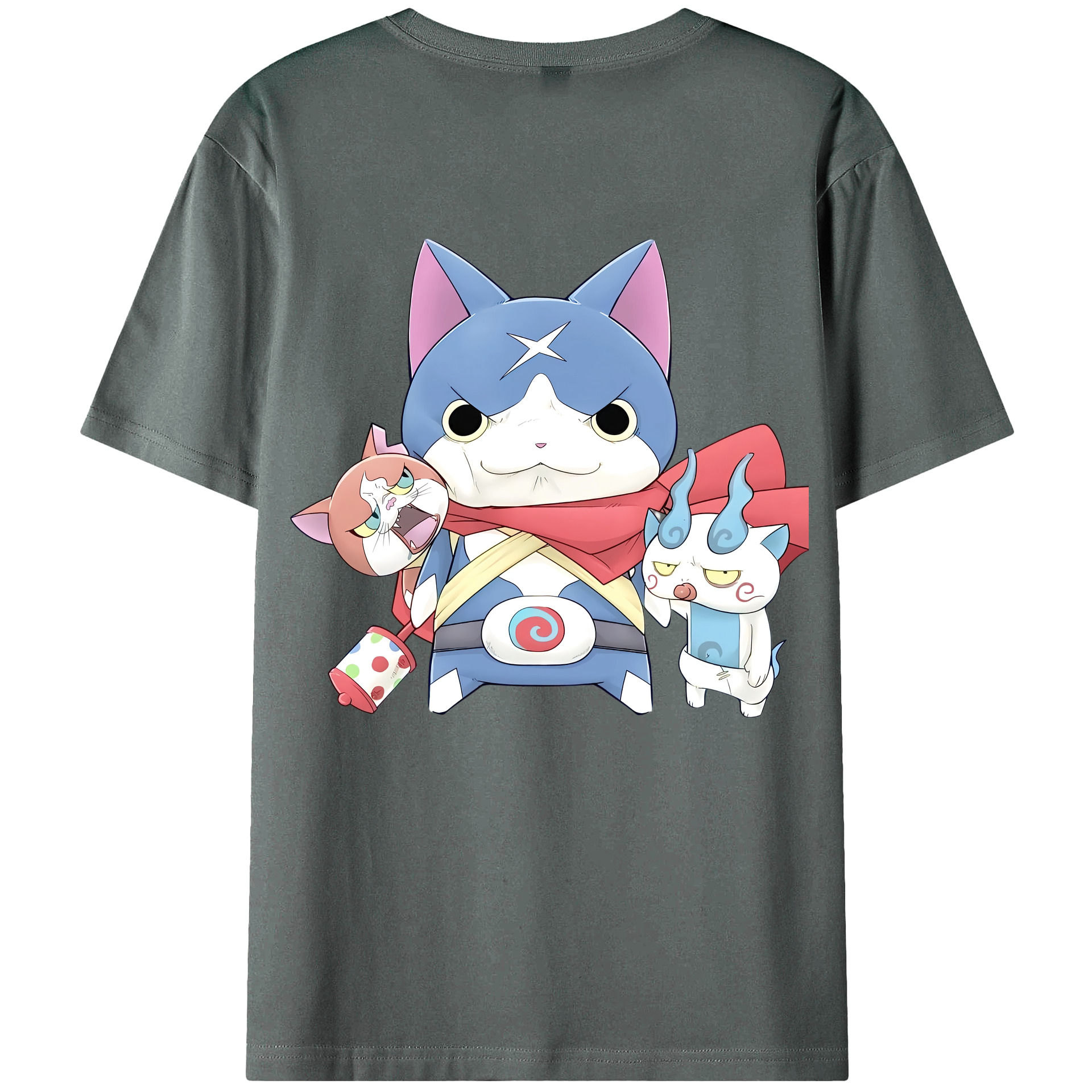 （画像用） 妖怪ウォッチ Yo-kai Watch 綿100％ メンズ半袖Tシャツ（バックプリント） 通気性